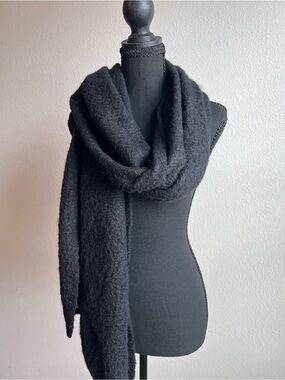 Anthropologie Black Cozy Knit Wrap Scarf